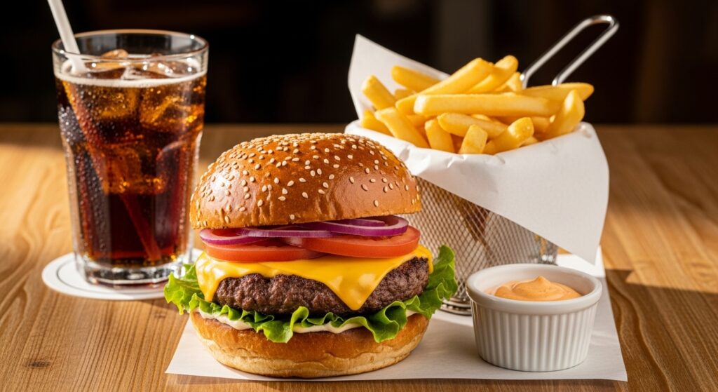 chilis lunch menu burger meal with fries 1